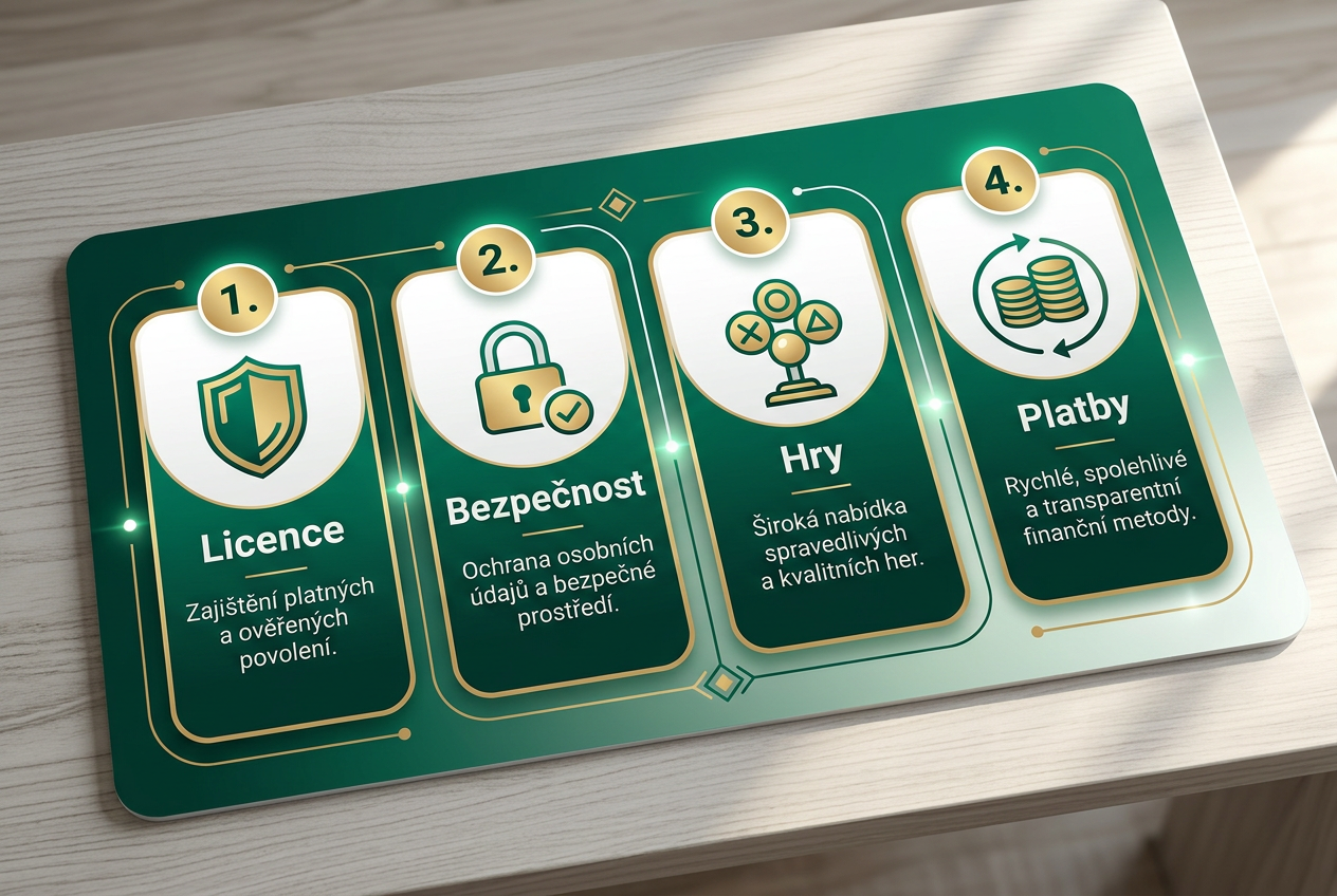 Infografika zobrazující proces hodnocení a zabezpečení kasina